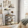 A bedroom scene with a VASAGLE shoe rack, ladder shelf, and bed. Produktbild-Vorschau