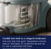 Close-up of the dustbin of a bagless vacuum cleaner, showing the cyclonic separator and collected debris. Produktbild-Vorschau