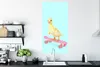 MuchoWow® Poster Ente - Küken - Skateboard - Blau - Rosa Produktbild-Vorschau 3