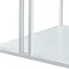 A close-up view of the base of a white metal table, showing the legs and the surface. Produktbild-Vorschau