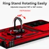 A close-up view of a red phone case with a rotating ring stand and camera protection. Produktbild-Vorschau