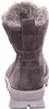 The back view of a gray suede boot with a faux fur lining. Produktbild-Vorschau