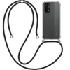 A smartphone with a clear case and a black lanyard is displayed against a white background. Produktbild-Vorschau