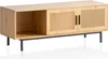 A light wood-colored TV cabinet with black legs and cane-style doors. Produktbild-Vorschau