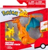 The image shows a Pokemon Battle Figure Pack featuring Charizard and Pikachu in their packaging. Podgląd zdjęcia produktu