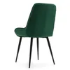 A green velvet dining chair with black legs, viewed from the back. Náhled obrázku produktu