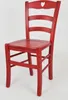 A red wooden chair with a heart cutout in the backrest, shown against a white background. Podgląd zdjęcia produktu
