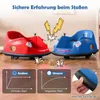 Two bumper cars, one red and one blue, are shown on a wooden floor. Text and graphics highlight features and comparisons. Anteprima dell’immagine prodotto