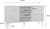 A diagram showing the dimensions of a wooden sideboard. Anteprima dell’immagine prodotto