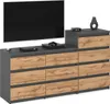 A modern dresser with a television on top, set against a white background. Náhľad obrázku produktu