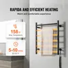 A bathroom scene with a heated towel rack and informational graphics. Podgląd zdjęcia produktu