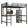 Hochbett mit Regal und Schreibtisch, 90x200 cm, Metallbett Produktbild-Vorschau 1
