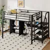 A loft bed with integrated storage and desk in a bedroom setting. Produktbild-Vorschau