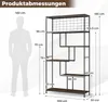 A diagram showing the dimensions of a bookshelf, with a silhouette of a person for scale. Podgląd zdjęcia produktu