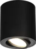 A black cylindrical ceiling light with a rotating spotlight. Anteprima dell’immagine prodotto