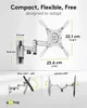 Diagram showing dimensions and features of a TV wall mount. Voir les images du produit