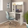 A white desk with a hutch, a laptop, and a blue office chair in a room. Anteprima dell’immagine prodotto