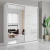 Schwebetürenschrank Kleiderschrank Schrank 203 cm Weiß/Weiß Produktbild-Vorschau 1