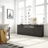 A modern living room with large windows, showcasing a dark wood sideboard with an integrated electric fireplace. Anteprima dell’immagine prodotto