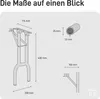Diagram showing dimensions of a metal table leg frame. Produktbild-Vorschau