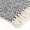 vidaXL Jeté de lit en coton à chevrons 220x250 cm bleu Voir les images du produit 3