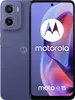 A product shot of a Motorola moto e15 smartphone in lavender color, displayed from the back and front. Voir les images du produit