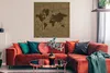MuchoWow® Poster Weltkarte Brown - Zeitung - Briefe 100x100 Produktbild-Vorschau 2
