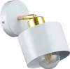 A modern white and gold wall lamp with a visible light bulb. Náhled obrázku produktu