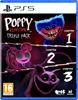 The image is a video game box cover for Poppy Playtime Triple Pack on PS5. It features three characters from the game: Huggy Wuggy, Mommy Long Legs, and CatNap, along with chapter numbers. Náhled obrázku produktu