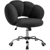 A black, fluffy office chair with a unique, petal-like backrest is shown against a white background. Produktbild-Vorschau