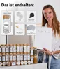Gewürzglas-Set mit 12 Glasgläsern mit Holzdeckeln, 24 Streueinsätzen, einer Reinigungsbürste, einem faltbaren Silikontrichter und 142 weißen Etiketten Produktbild-Vorschau