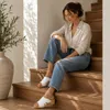 Weiße Damen Holzclogs aus Echtleder – Bequeme Clogs mit Produktbild-Vorschau 6
