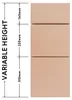 A diagram showing the variable height of stacked cardboard boxes with measurements. Produktbild-Vorschau