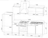 A line drawing schematic of a kitchen unit with dimensions indicated. Produktbild-Vorschau