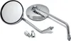 Two chrome motorcycle mirrors and two adapter pieces are shown on a white background. Náhled obrázku produktu