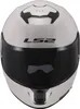 A white motorcycle helmet with a black visor and black accents. Produktbild-Vorschau