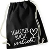 Huuraa Turnbeutel Lübecker Bucht verliebt 12 Liter Black Produktbild-Vorschau 1