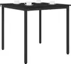 A square black dining table with four white cups and saucers on top, set against a white background. Voir les images du produit