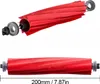 Two views of a red roller brush with gray and black attachments. Produktbild-Vorschau