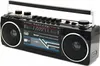 A black portable radio cassette recorder with speakers and controls is shown against a white background. Anteprima dell’immagine prodotto