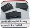 Close-up image showing interchangeable plates for a sandwich maker or waffle iron, with text indicating non-stick coating. Anteprima dell’immagine prodotto