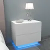 Iropro Table de nuit avec éclairage LED, blanc brillant en Voir les images du produit 3