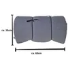 A rolled-up gray mattress with dimensions indicated by lines and text. Produktbild-Vorschau