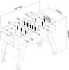 An isometric view of a foosball table with dimensions indicated by lines and text. Anteprima dell’immagine prodotto