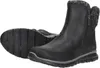 A pair of black Skechers winter boots are shown against a white background. One boot is upright, showing the side and top details, while the other is placed on its side, revealing the sole. Voir les images du produit