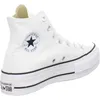 A side view of a white Converse Chuck Taylor All Star high-top sneaker with a platform sole. Voir les images du produit