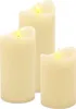 Three LED candles of varying heights are arranged in a group against a white background. Voir les images du produit
