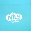 A close-up of a logo on a turquoise fabric. Anteprima dell’immagine prodotto