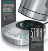 A close-up marketing image of a stainless steel electric kettle base with control buttons and a partial view of the kettle body. Produktbild-Vorschau