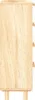 A side view of a wooden sideboard with visible wood grain and rattan accents. Produktbild-Vorschau
